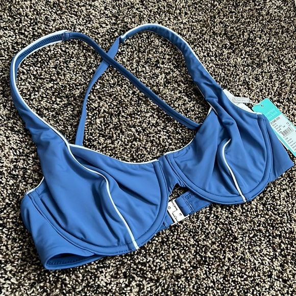 Seafolly Blue & White Underwire Bikini Top, NWT - Picture 2 of 5